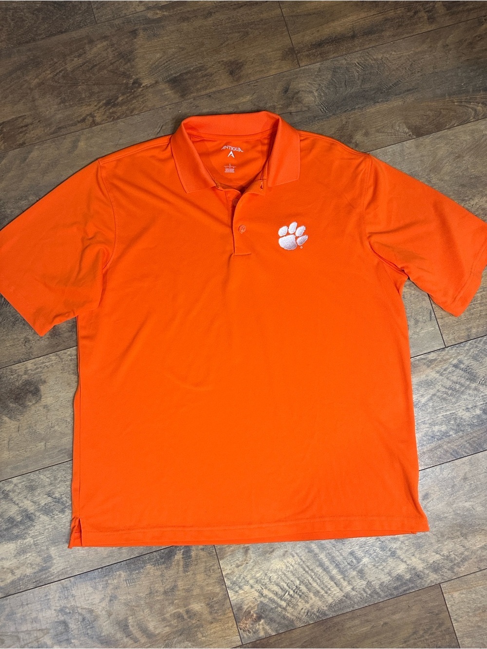 ANTIGUA Men's Orange Polo Shirt with Clemson Logo, Size L